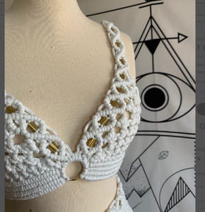 Vestido de Algodón Hecho a Mano de Alta Calidad para Boda, Ropa de Festival Tejida a Mano, Top Corto Tipo Bustier, Vestido de Playa de Macramé para Mujer - Product Image 4