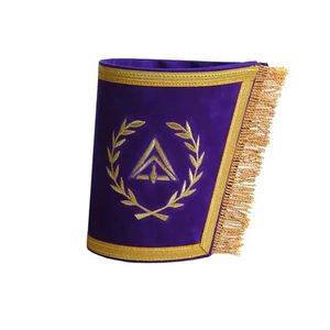 Ensemble de cadeaux maçonniques Lodge Master Tablier en cuir Gantelettes-Poignets Artisanat en métal fait à la main Broderie Regalia Jeweled Ronpex - Product Image 6