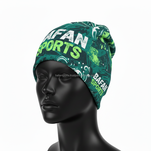 Bonnet pour femme en polyester et élasthanne de qualité supérieure, tissu extensible doux 220 GSM, imprimé vert, logo personnalisé, sublimation jacquard - Product Image 3