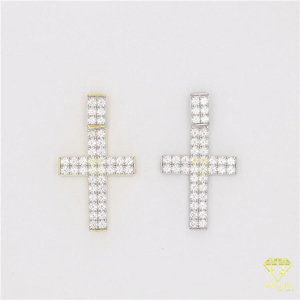 Hip Hop Silver <b>Cross</b> Pendant with Moissanite Diamond <b>Charm</b> Rhodium Plated Iced Out Jewelry - Product Image 2