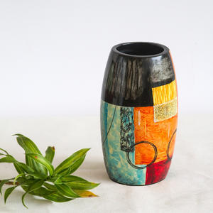 Vases en laque rouge peints à la main d'art abstrait prix le moins cher vase décoratif floral laqué en gros - Product Image 3