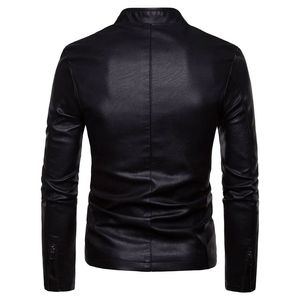 Chaqueta de cuero de invierno negra para hombre, elegante, de todos los tamaños, con logotipo personalizado y Etiqueta Privada, chaqueta de cuero con cremallera - Product Image 5