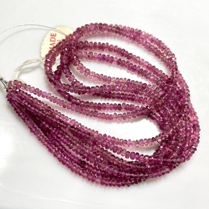 Cuentas de forma Rondelle facetadas de turmalina rosa de alta calidad, piedras preciosas naturales para hacer pulseras - Product Image 1