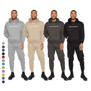 Survêtements de sport en coton pour hommes, logo personnalisé, ensemble décontracté 2 pièces, sweat-shirt et pantalon de survêtement confortables - Product Image 2
