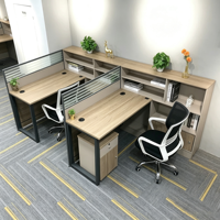 Poste de travail ergonomique en bois pour 2 personnes, ensemble de bureaux modulaires avec rangement