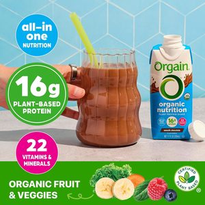 Shake protéiné végétalien nutritionnel biologique Orgain, chocolat onctueux, 11 fl oz (lot de 12) - Product Image 2