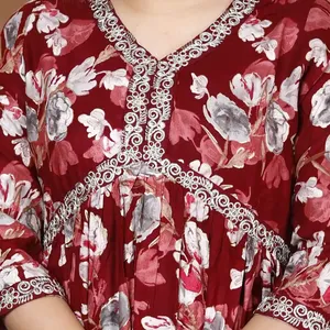 High Quality Floral Designed Print Long Kurti with Cotton Dyed Casual Style Daily Wearing Long Kurti for Girls and Women
