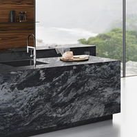 Dalles de marbre noir marin Simpson pour revêtements muraux et sols d'hôtels modernes et décoration intérieure