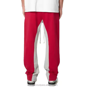 Pantalon de pile de broderie en détresse de haute qualité pantalon à cordon de serrage bloc de couleur pantalon de survêtement évasé à coupe ample pantalon de survêtement à jambes larges - Product Image 3