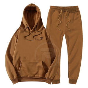 Ensemble Survêtement Homme Respirant Coton Polyester Street Wear Hiver avec Col à Capuche Motif Solide Vente en Ligne - Product Image 1