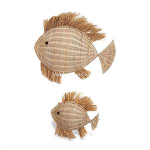 งานฝีมือตกแต่งผนังรูปปลาจากหวายธรรมชาติ สำหรับห้องเด็ก ศิลปะการตกแต่งผนังแบบสาน สำหรับห้องเด็ก จากประเทศเวียดนาม - Product Image 1