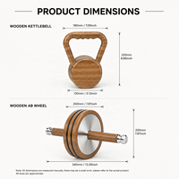Kit de renforcement musculaire premium avec kettlebell en bois et roue abdominale, équipement de fitness pour la maison, ensemble cadeau personnalisé OEM ODM