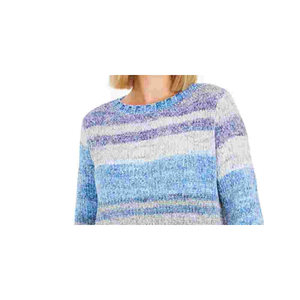 Maglione da Donna Style Co con Collo Tondo, Sfumato Blu, Maniche Lunghe, Traspirante, Stile Casual Coreano, Logo Frontale, Taglie da XS a Large, per Autunno e Inverno - Product Image 2