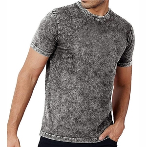 Camiseta para hombre Camiseta vintage lavada con ácido con logotipo personalizado Camiseta de gran tamaño en blanco de peso pesado desgastado 100% algodón de peso pesado - Product Image 1