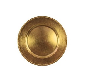Placa de cargador de metal redonda de aspecto Premium texturizado para Decoración de mesa de vacaciones ajustes de restaurante y arreglos de boda - Product Image 1