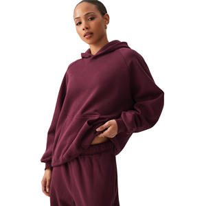 Survêtement en molleton à capuche pour femme, coupe classique, taille élastique, design 2-en-1, 100 % coton, respirant, écologique - Product Image 2