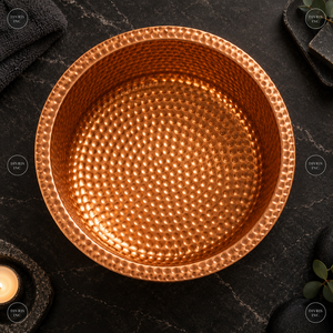 Bañera de Pedicura de Cobre Redonda con Acabado Martillado, Drenaje Manual, para Uso en Salón - Product Image 6