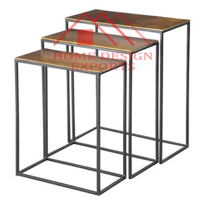 Lot de 3 tables gigognes en métal, acier inoxydable, dessus en métal Meubles de salon modernes au prix de gros - Product Image 3