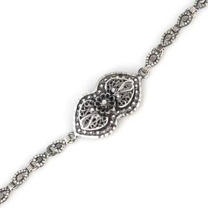 Handcrafted 925 Sterling <b>Silver</b> Oxidized Bracelet Fine Charm with Heart Motif and <b>Pen</b> Design - Product Image 2