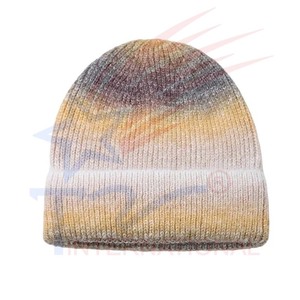 Gorro de Punto de Nailon con Degradado Azul Unisex, Gorro de Invierno Suave y Cálido, Elástico, Estilo Urbano, con Diseño de Color Ombre, Moda Común - Product Image 5