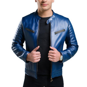 Chaquetas de hombre de cuero genuino con logotipo bordado, ropa de calle ajustada a la moda, chaqueta holgada de gran tamaño para motocicleta para hombre - Product Image 5