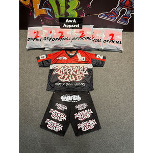 เซ็ตเสื้อยืดและกางเกงขาสั้นของผู้ชายชุดเสื้อผ้าแนวสตรีทสำหรับผู้ชายเสื้อพลอยเทียมทำโลโก้ตามสั่ง - Product Image 1