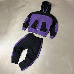 Premium Quality Winter Wear Sun Faded Flare Sweatpants Acid Washed Hoodie Blank Acid Wash Tracksuit Set - Product Image 2