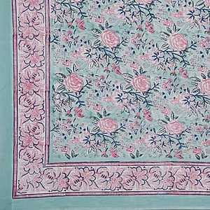 New Arrival Indian New Design Handmade Block Printed <b>Embroidered</b> Floral Bale Cotton <b>Tablecloth</b> for Sale - Product Image 2