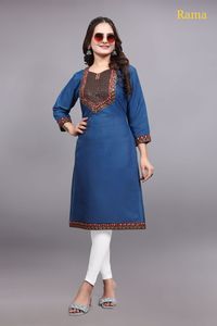 Ropa de mujer de último diseño de algodón Kurti con bordado para uso regular y de oficina de India Export - Product Image 6
