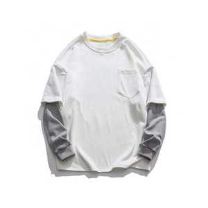 Camiseta de manga larga doble de doble capa informal con hombros caídos de alta calidad para hombre con opción de logotipo personalizado en la camiseta - Product Image 1