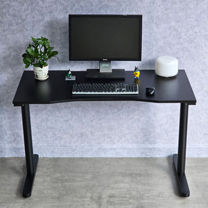TaUP GD68056 Ergonomic Gaming Desk Natural Wood with <b>Iron</b> Legs Carbon Surface Adjustable Height for Home Office or Bedroom - Product Image 5