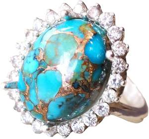 Anillo de Mujer con Turquesa Azul Natural, Piedra de Nacimiento de Diciembre, Anillo Apilable de Boda, Joyería de Plata de Ley 925 - Product Image 1