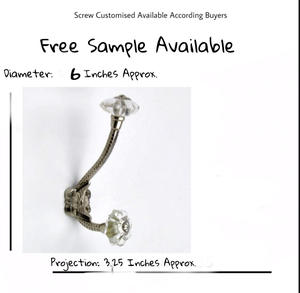 <b>Antique</b> <b>Brass</b> Hand-Crafted Crystal Knobs Cast Iron Coat Hat <b>Hooks</b> Versatile Use for Wardrobe Kitchen Bathroom Living Room-CIH - Product Image 3