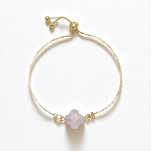 Rose Quartz Fashion <b>Bracelet</b> - Gold Vermeil Clover <b>Gemstone</b> Charm <b>Bracelet</b> - Adjustable Chain Box Chain <b>Bracelet</b> Wholesale - Product Image 1