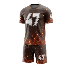 Maillot de football personnalisé à sublimation, imprimé flamme marron, vente en gros, séchage rapide, respirant, kit d'entraînement de football, tenue d'équipe - Product Image 1