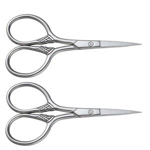 2 pièces de ciseaux à barbe en acier inoxydable durables à lame tranchante, argent, pour l'entretien des poils du visage, la coupe de la moustache, les salons de coiffure - Product Image 3