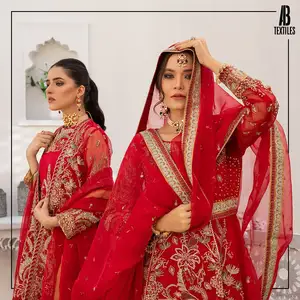 Modern moda tasarımcısı pakistan çim keten pamuk şifon işlemeli 3 parça takım elbise toptan fiyat üzerinde mevcut