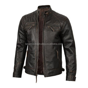 แจ็กเก็ตหนังวัวแท้สำหรับผู้ชายคุณภาพสูงสำหรับขี่มอเตอร์ไซค์หุ้มเกราะป้องกันลมระบายอากาศได้ดี - Product Image 1
