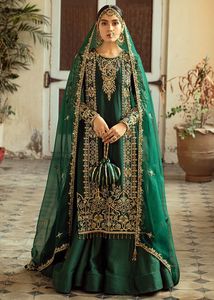 STYLISH----DESIGNER broderie sur longue KURTA avec robe LEHENGA ornée de perles de verre cristal, pierre, travail DABKA @ 2022 - Product Image 2