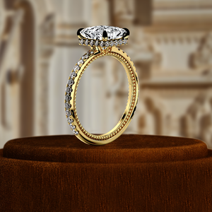 Anillo de Compromiso con Diamante de Laboratorio de 1 Quilate, Corte Princesa, Certificado IGI, Oro Sólido de 14K, Solitario con Halo Oculto - Product Image 4