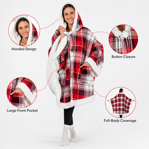 Poncho-couverture confortable pour <span class=keywords><strong>femme</strong></span>, doublé en sherpa, à <span class=keywords><strong>capuche</strong></span>, doux pour la peau, avec poches, vente en gros - Product Image 2