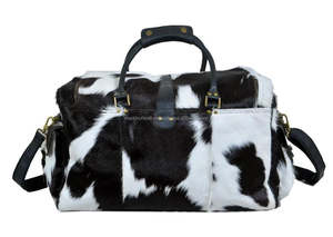 Sac de voyage en cuir de vachette véritable, style vintage, avec fermeture éclair, grande capacité, LHDB-0033 - Product Image 6