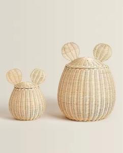 2025 nouveauté panier flexible tissé en rotin beige Design unique adapté aux enfants avec oreilles fabriqué au Vietnam - Product Image 5