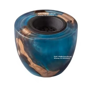 Quemador aromático de resina contemporáneo con bandeja de madera hecha a mano para aceites esenciales y varitas de incienso para uso aromático - Product Image 5