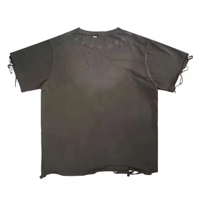 Camiseta vintage lavada con ácido, algodón pesado de gran tamaño, 300 gramos, patrón sólido, ropa de calle con hombros caídos y logotipo personalizado - Product Image 5