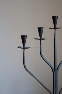Metal 5 Arms Candle <b>Holder</b> <b>Black</b> Wrought Iron Hand Forged <b>Candlestick</b> Decorative <b>Holder</b> for Home and Gift - Product Image 3