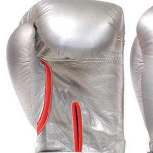 Gants de boxe professionnels en cuir rouge argenté, poignet à velcro, gants d'entraînement et de sparring pour hommes et femmes - Product Image 3
