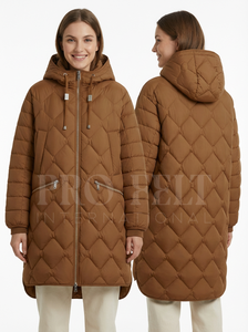 Women's Custom Design Diamond <b>Quilted</b> Down Cape Coats with Hood Long Sleeve Padded Winter <b>Poncho</b> <b>Quilted</b> Coat For Women's - Product Image 4