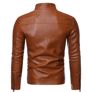 Veste en cuir PU pour homme, haute qualité, manches longues, style motard punk, fermeture éclair personnalisée. - Product Image 6
