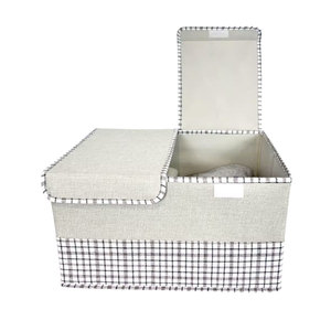 Boîtes Paniers de rangement en tissu avec poignées en corde pour garde-robe vêtements pliable grande boîte à bijoux Cube de rangement en tissu - Product Image 4